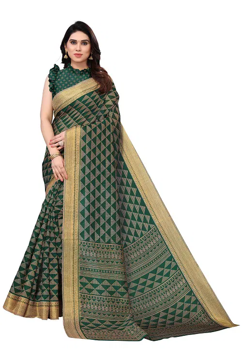 Zari Patta Gold 3  Regular Wear Handloom Wholesale Printed Saree Catalog
